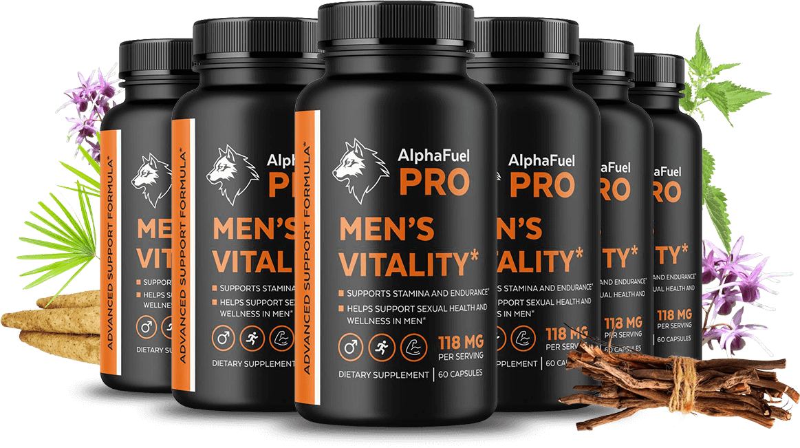 AlphaFuel Pro men's vitality supplement bottles